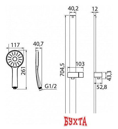 Душевой гарнитур IDDIS Slide SLI1FB0i16 (черный) 2