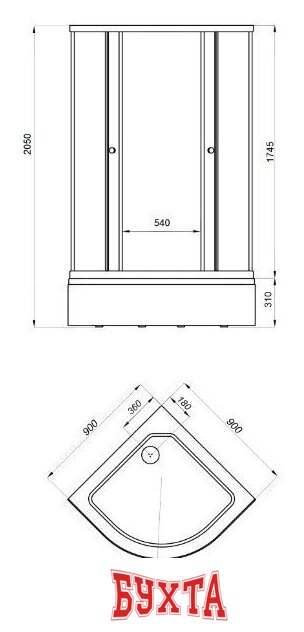 Душевой уголок Triton Грэй В 90х90 (белый) 2