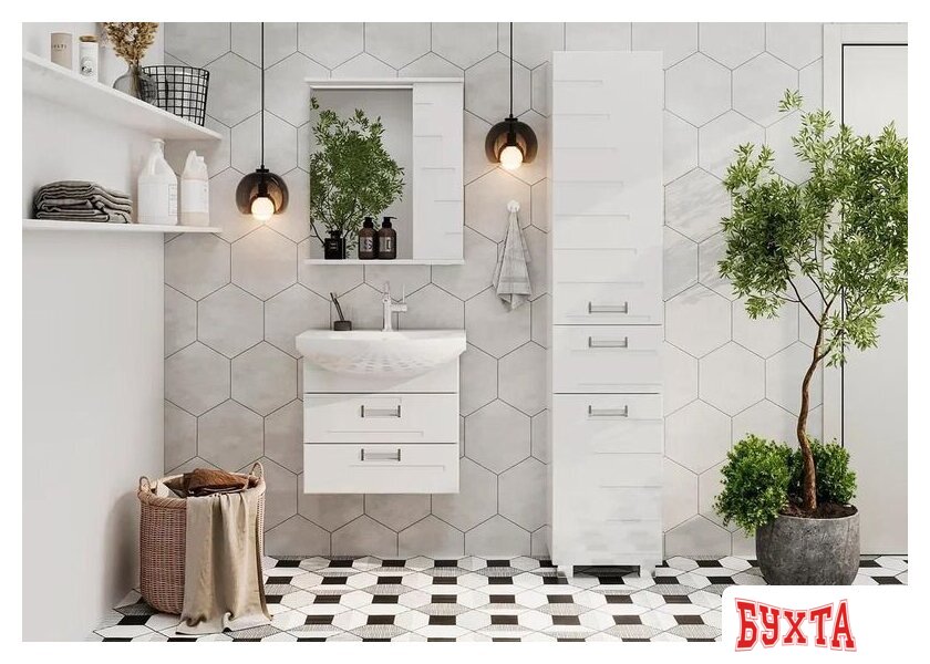 Мебель для ванных комнат Volna Шкаф с зеркалом Joli 60 правый 4