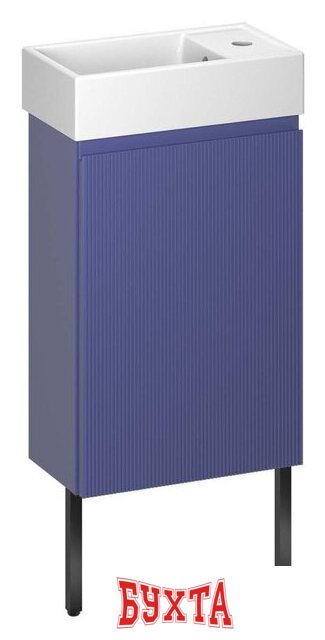 Мебель для ванных комнат Wellsee Тумба под умывальник 3 в 1 WC Area 221804005 (тумба/матовый синий, раковина/глянцевый белый, ножки/матовый черный) 1