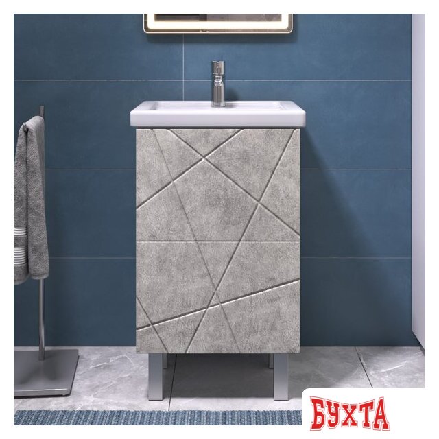 Мебель для ванных комнат Vigo Тумба под умывальник Geometry 500-0-2 Фостер (бетон) 3