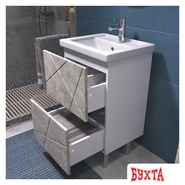 Мебель для ванных комнат Vigo Тумба под умывальник Geometry 500-0-2 Фостер (бетон) 4