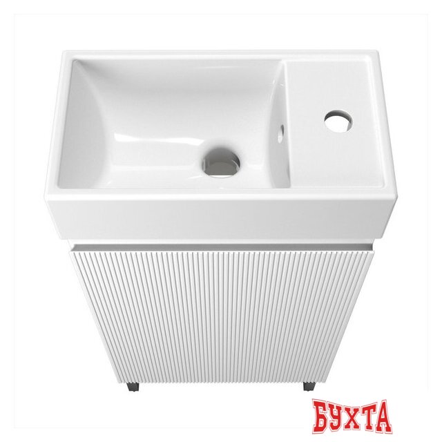 Мебель для ванных комнат Wellsee Тумба под умывальник 3 в 1 WC Area 221801005 (тумба/матовый белый, раковина/глянцевый белый, ножки/матовый черный) 3