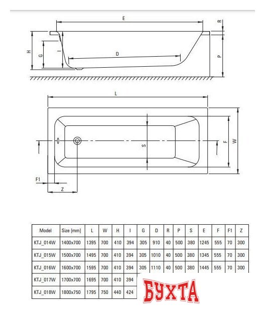 Ванна Deante Prizma 140x70 KTJ 014W 2