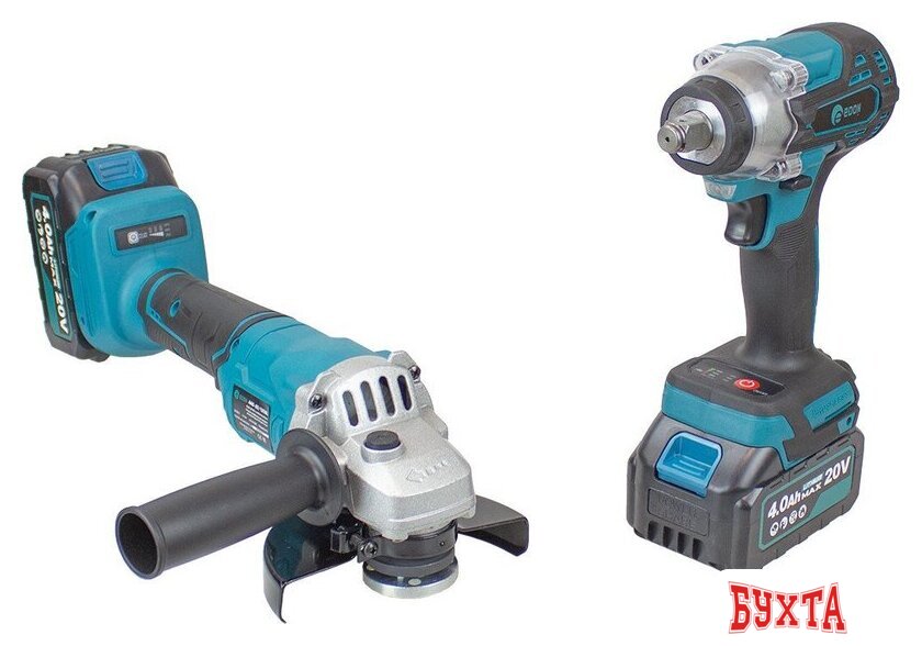 Наборы электроинструментов Edon AAW-20/300BL + AAG-20/125BL (гайковерт, болгарка, 2 АКБ, кейс)
