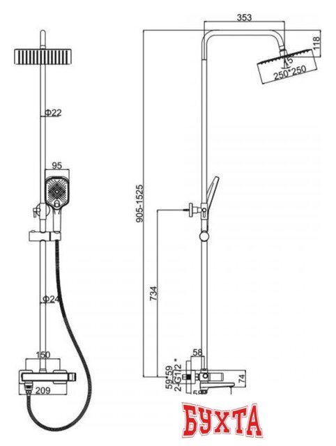 Душевая система Ledeme L2473W 2
