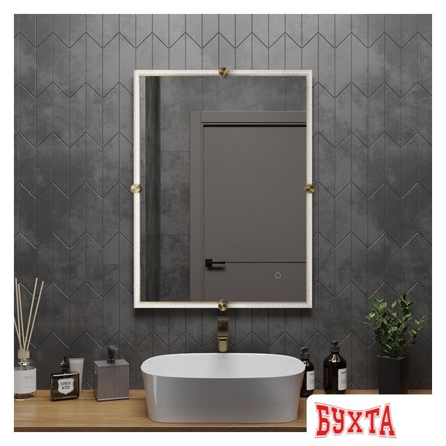 Мебель для ванных комнат Roxen Зеркало Cler c подсветкой 510010-60 (60x80) в рельефной полимерной раме 2