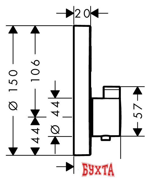 Смеситель без скрытого механизма Hansgrohe ShowerSelect S [15744000] 2