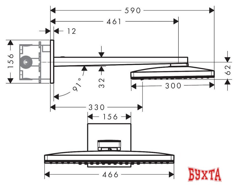 Верхний душ Hansgrohe Rainmaker Select 460 3jet 24007600 2