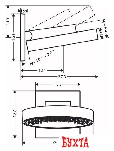 Верхний душ Hansgrohe Rainfinity 250 1jet 26226000 2