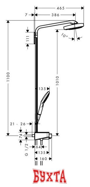 Душевая система Hansgrohe Raindance Select E 300 3jet Showerpipe [27127400] 2