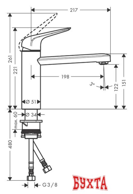 Смеситель Hansgrohe M421-H120 71806800 3
