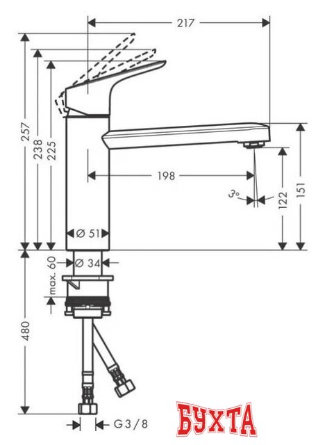 Смеситель Hansgrohe Focus M43 71816000 2