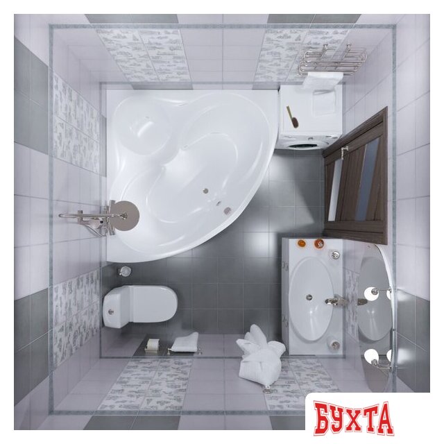 Ванна Triton Сабина 160x160 Экстра (с каркасом и сифоном) 3