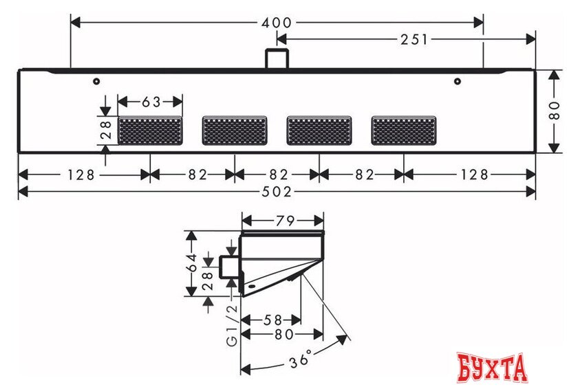 Боковая форсунка Hansgrohe Rainfinity 500 1jet 26243000 2