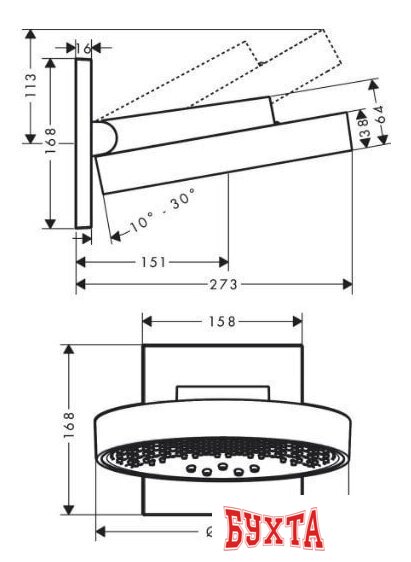 Верхний душ Hansgrohe Rainfinity 250 3jet EcoSmart 26233700 (белый матовый) 2