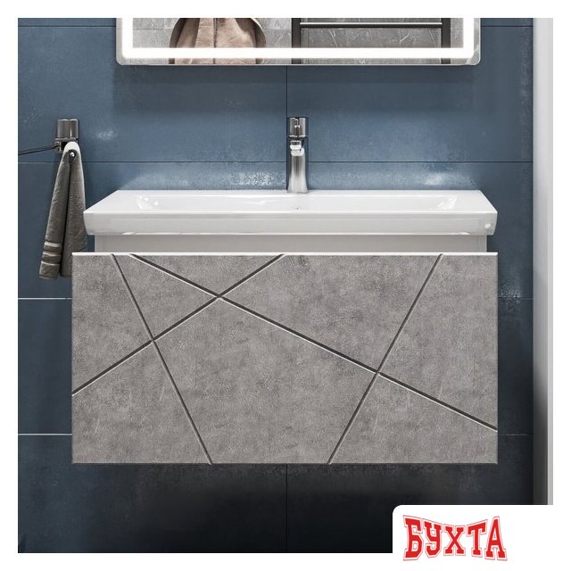 Мебель для ванных комнат Vigo Тумба под умывальник Geometry 800-0-1 Como навесная (бетон) 4