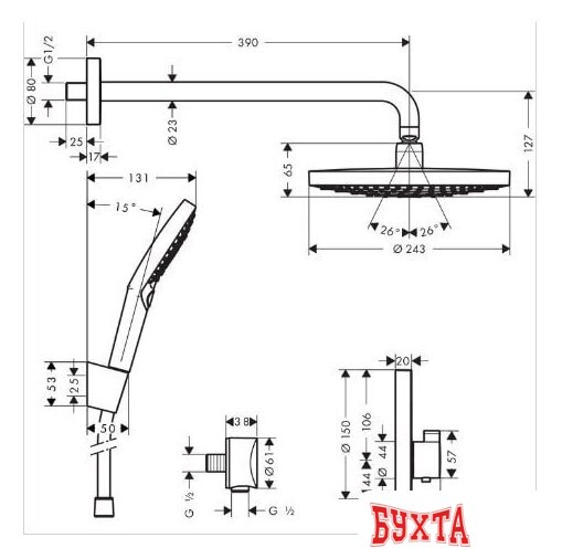 Душевая система Hansgrohe Raindance Select S 27297000 (хром) 2