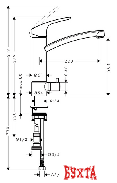 Смеситель Hansgrohe Focus 31803000 2