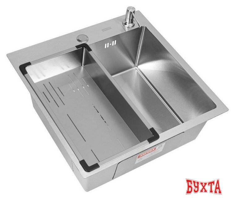 Кухонная мойка ARFEKA Eco AR мойка 500*500, коландер G, дозатор Satin