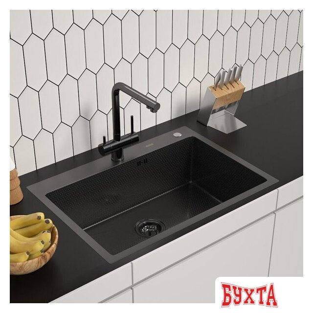 Кухонная мойка ARFEKA ECO AR 700*500 BLACK PVD NANO DECOR