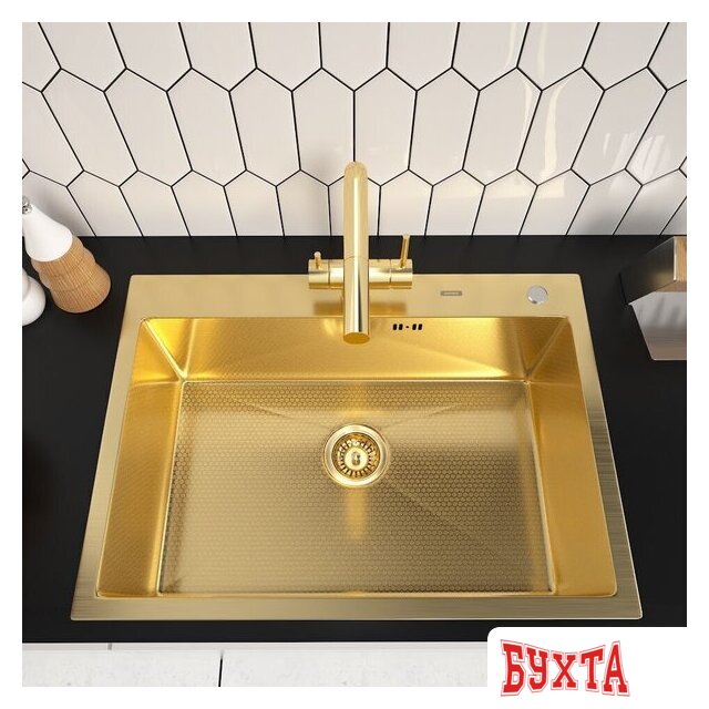 Кухонная мойка ARFEKA ECO AR 700*500 GOLD PVD NANO DECOR 2