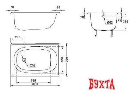 Ванна BLB Europa 105x70 2