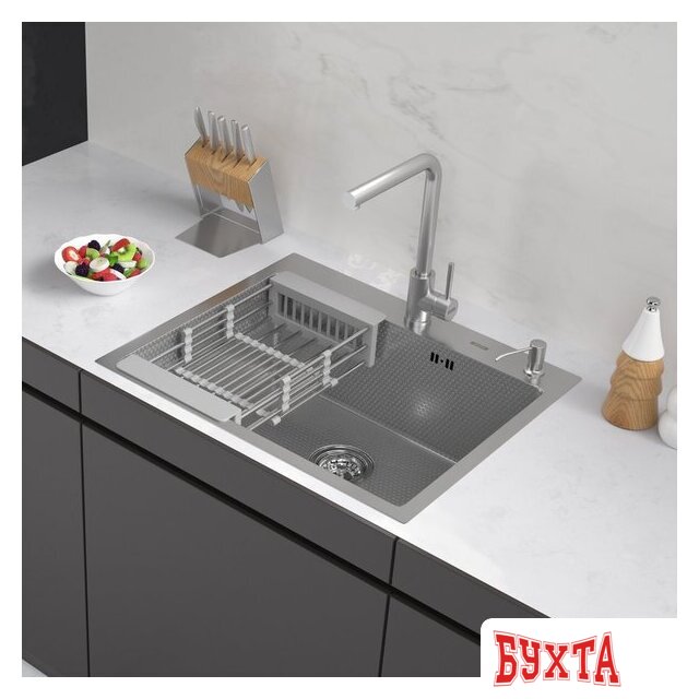 Кухонная мойка ARFEKA ECO AR мойка 600*500, коландер, дозатор SATIN DECOR
