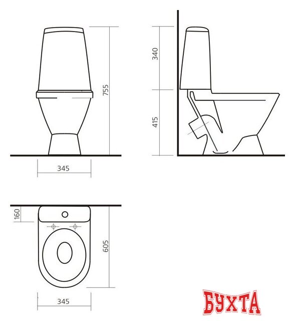 Унитаз напольный Sanita Лада эконом 2