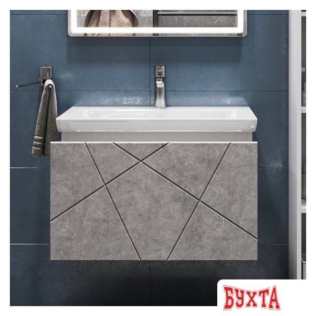 Мебель для ванных комнат Vigo Тумба под умывальник Geometry 700-0-1 Como навесная (бетон) 4