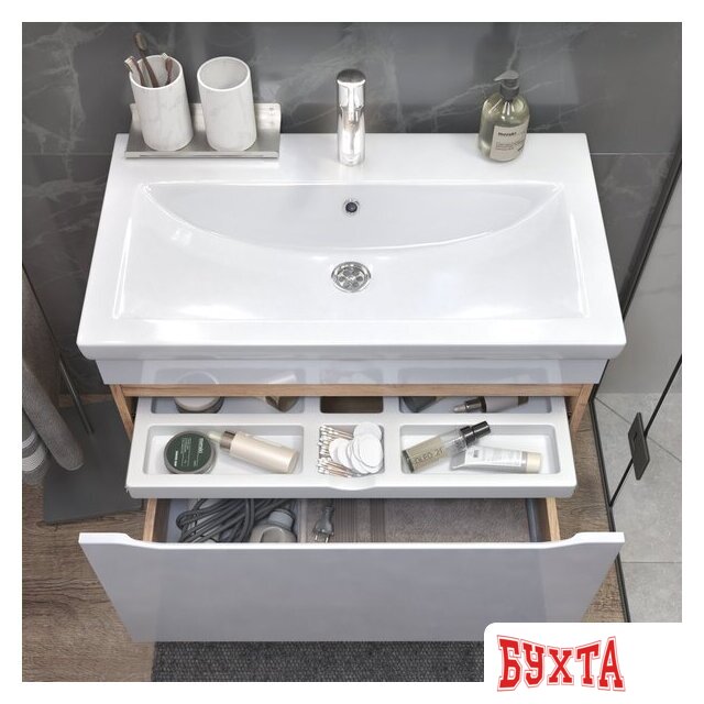 Мебель для ванных комнат Vigo Тумба под умывальник Grani 800-0-1 Como навесная (дуб золотой) 5