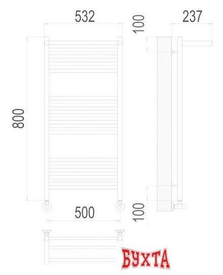 Полотенцесушитель TERMINUS Аврора П16 500x800 с полкой нп (хром) 3