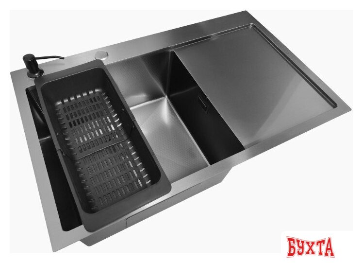 Кухонная мойка Stellar Decor S7850NB-L-D (нано черный) 3