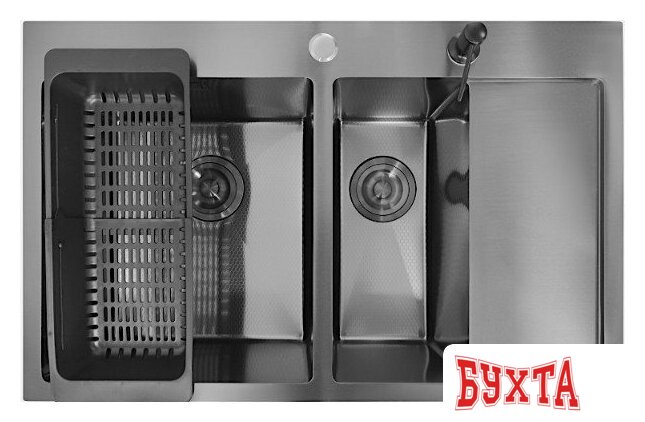 Кухонная мойка Stellar Decor S7850NB-2L-D (нано черный)