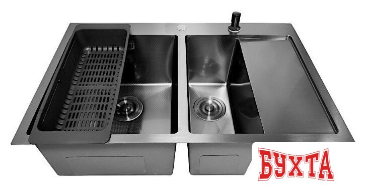 Кухонная мойка Stellar Decor S7850NB-2L-D (нано черный) 3