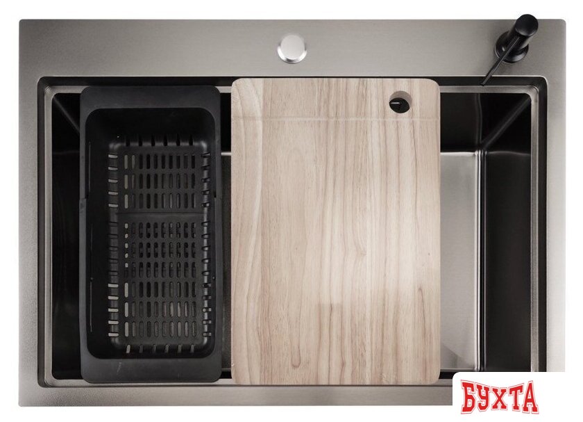 Кухонная мойка Stellar S6050NB-A (нано черный, c доской) 2