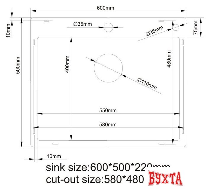 Кухонная мойка Asteria A6050S-D (сатин декор) 4