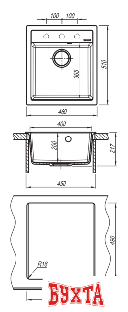 Кухонная мойка Florentina Липси-460 (коричневый) 2