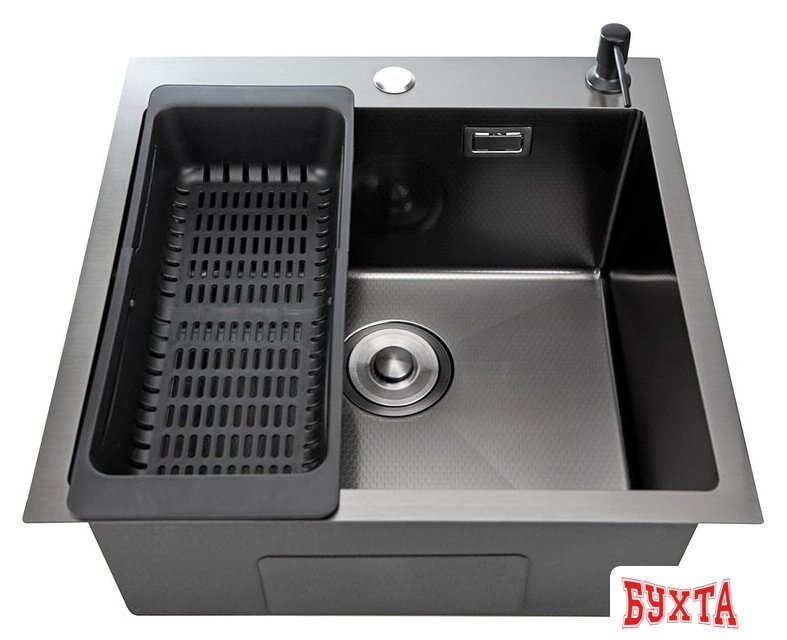 Кухонная мойка Stellar Decor S4444NB-D (нано черный) 1