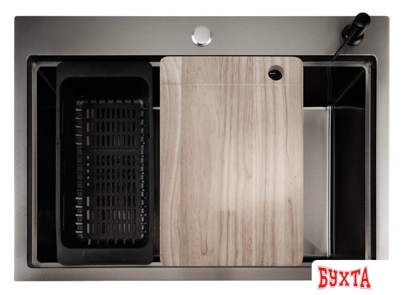 Кухонная мойка Stellar S7050NB-A (нано черный, c доской) 2