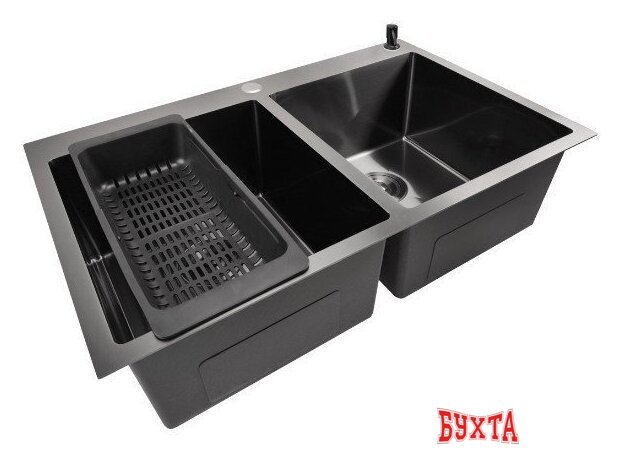 Кухонная мойка Stellar E7850-2NB (нано черный) 2