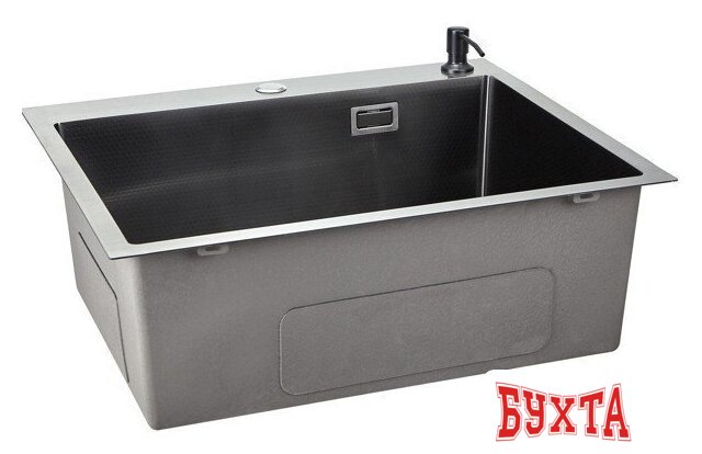 Кухонная мойка Stellar Decor S7050NB-D (нано черный) 4