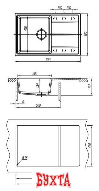 Кухонная мойка Dr. Gans Smart Оливия 740 (белый) 2