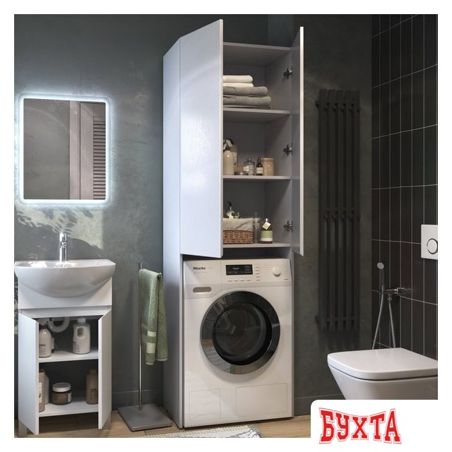 Мебель для ванных комнат Vigo Шкаф комбинированный Wing 640 под стиральную машину (белый) 4