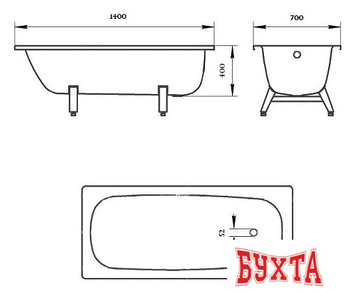 Ванна Donna Vanna Белая орхидея 170x70 (с ножками) 4
