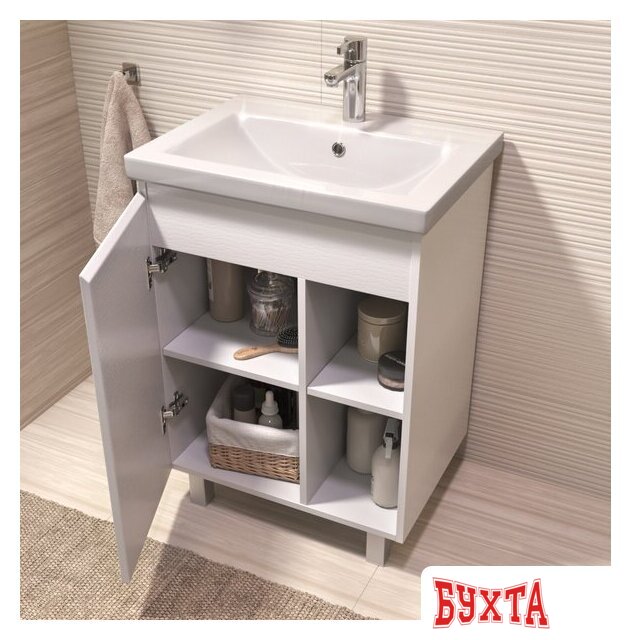 Мебель для ванных комнат Vigo Тумба под умывальник Milos 600-1-0 Como (белый) 4