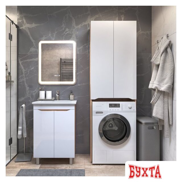 Мебель для ванных комнат Vigo Шкаф комбинированный Grani 640 под стиральную машину (дуб золотой) 4