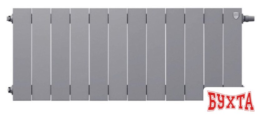 Биметаллический радиатор Royal Thermo PianoForte 300 Silver Satin (12 секций) нижнее подключение