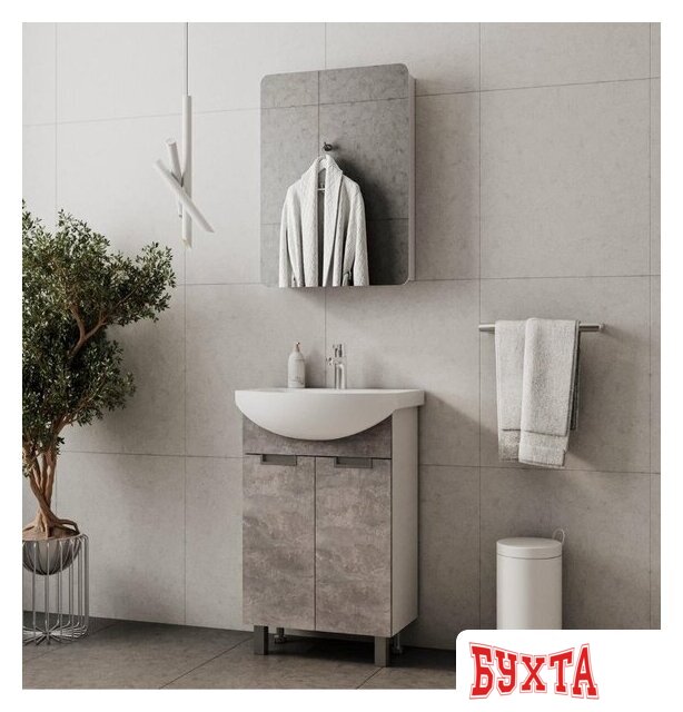 Мебель для ванных комнат Volna Тумба под умывальник Vario Z.60.2D Балтика (бетон, напольная) 4