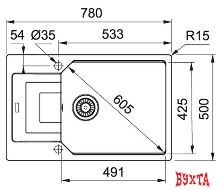 Кухонная мойка Franke UBG 611-78L (оникс) 2